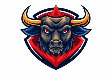 A sports team logo featuring a bull vector art illustration