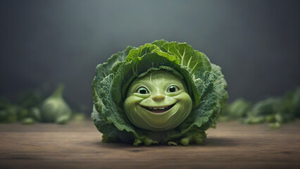 funny cabbage monster - obrazy, fototapety, plakaty