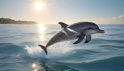 Playful Energetic Dolphin Leaping Joyfully In The Upscaled 3