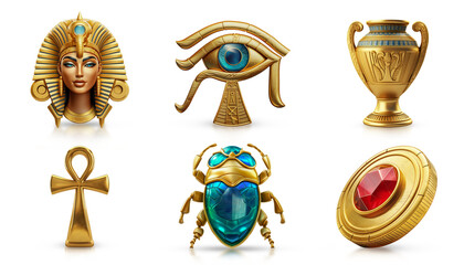 Set of Egyptian gold symbols