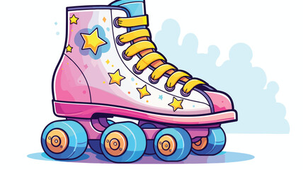 Cartoon sticker roller skate boot flat vector illus