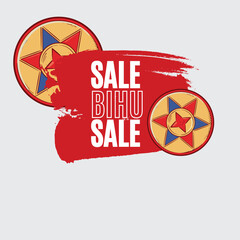 Happy Bihu sale tag or bihu offer sale label tag for retail businesses. Bihu mega sale offer festival logo unit with japi and pepa icon, Label, Web Header, Vector, illustration, Tag