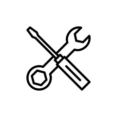 Repair icon vector isolated on white background. Wrench and screwdriver icon. settings vector icon. Maintenance. tools