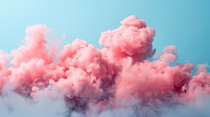 Colorful Smoke Puffs on Blue Background - Bold Resin-inspired Stock Photo with Hyper Realistic Detailing