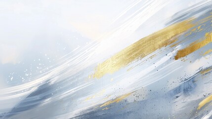 Shiny Metallic Gold and Silver Brushstroke Background with Bokeh Effect