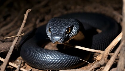 A Hooded Cobra Blending Into The Shadows Upscaled 3