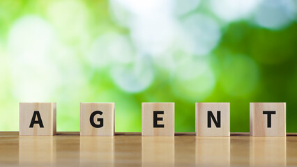 AGENT word written with wooden Cube.