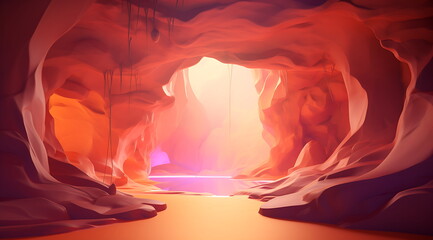 3d render of a cave with colourful rocks inside, Generative AI