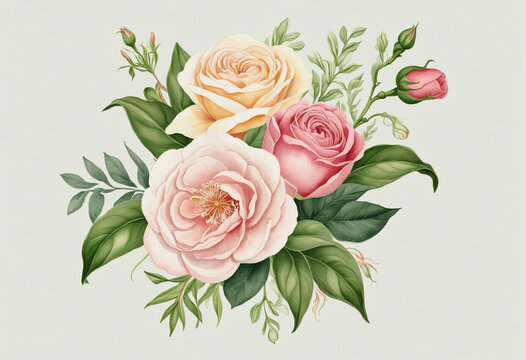 Illustration of bouquet on white background