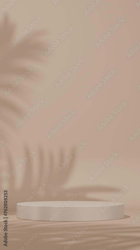 Poster artistic shadow from the window. 3d empty pedestal. presentation commercial product, vertical mockup