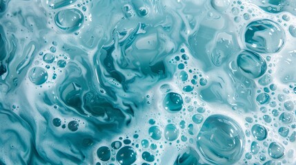 Drops- liquid foam. Fluid aqua- abstract pattern nature. Background- cleansing wash. Shampoo...