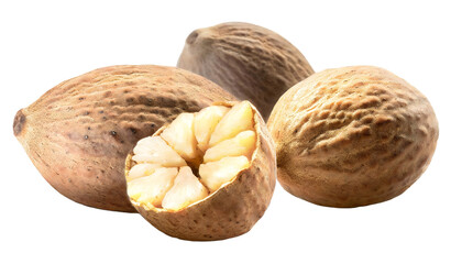nutmeg isolated on white transparent background, for printing and web page, banner design, sticker, png transparent.
