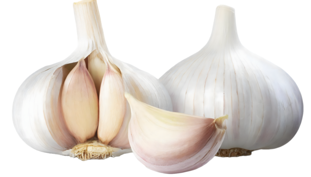 garlic isolated on white transparent background, for printing and web page, banner design, sticker, png transparent.