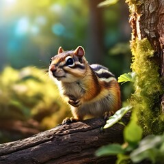 squirrel on a tree amidst an idyllic summer scene generative ai