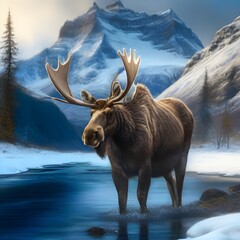 Moose in winter generative ai
