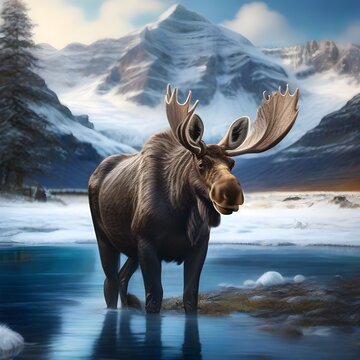 Moose in the mountains generative ai
