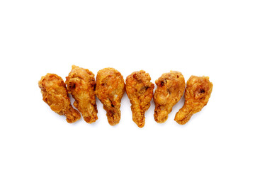 Fried chicken on white background.