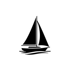 Black silhouette of sailboat, editable vector SVG, generated with AI