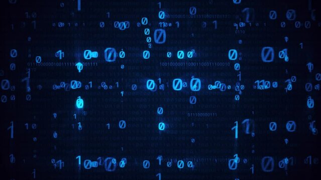 Blue Binary Code Numbers 0 1 Loop - Artificial Intelligence Technology Background