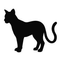 black silhouette of a ocelot on white