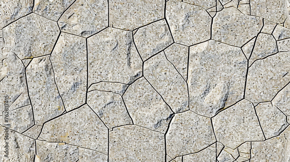 Poster a close up of a stone wall with cracks in the middle of it and a yellow object in the middle of the 