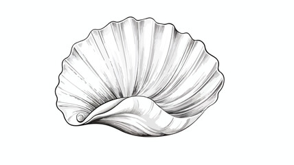 Elegant seashell with mollusk and pearl inside  - obrazy, fototapety, plakaty