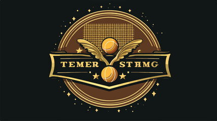 Emblem with tennis symbols. Sport club label or emb - obrazy, fototapety, plakaty