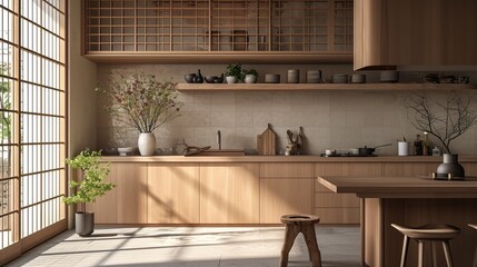Nature Infused Japandi Kitchen Kitchen with natural element