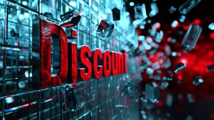 Grey Glass Discount concept creative horizontal art poster.