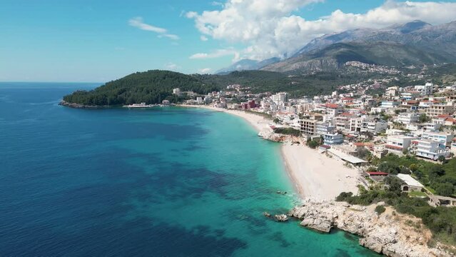 Aerial view over Himar&euml; beach in Albania