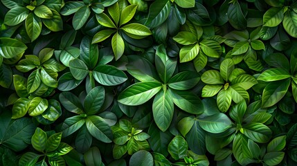 Closeup green leaves of tropical plant in garden. - obrazy, fototapety, plakaty