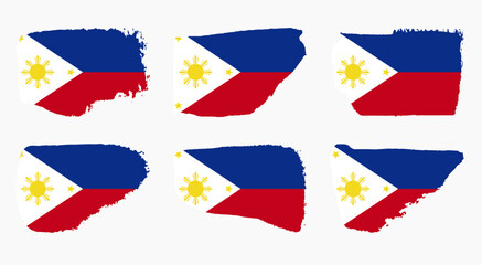 Philippines flag with palette knife paint brush strokes grunge texture design. Grunge brush stroke effect