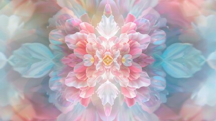 Dreamy Watercolor Effects on Symmetrical Floral Pattern AI Generated