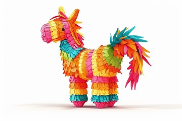 Fototapeta na wymiar Vibrant pinata isolated on a white background symbolizing traditional Mexican culture and Cinco de Mayo celebrations, vector style --ar 3:2 Job ID: 82ce9332-529c-4de5-8426-1a5a32075c29