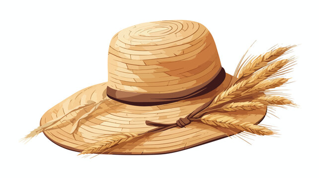 Fashionable straw hat with wide flaps summer 