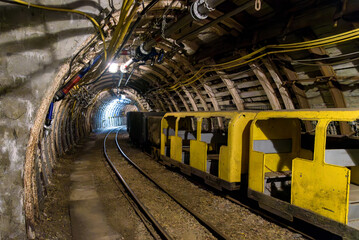 Passenger train in coal mine