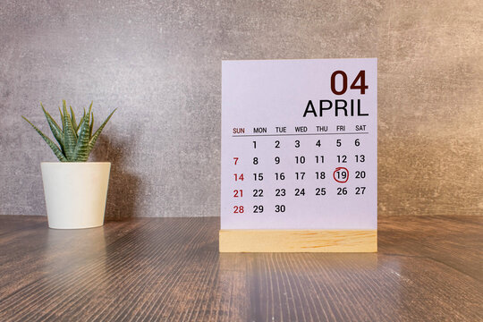 April 19th. Image of april 19 wooden calendar.