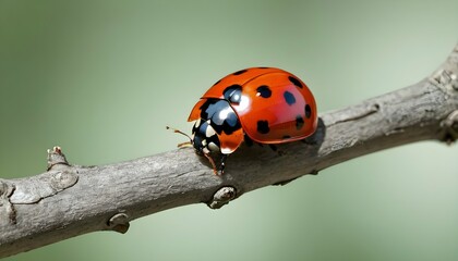 A Ladybug Crawling On A Tree Branch Upscaled 2 - Powered by Adobe