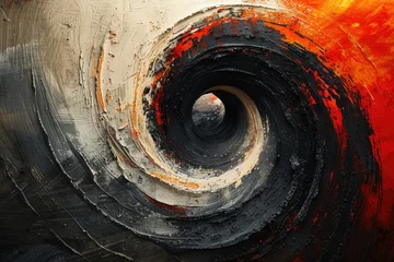 Fotobehang A bold and striking abstract composition that represents the vast unknown of a black hole's event horizon, hyper realistic, low noise, low texture © weerut