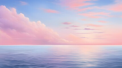 Naklejka na ściany i meble beauty of a gradient transition from soft pastel blues to delicate pinks, capturing the essence of a peaceful sunrise over calm waters.