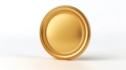 A distinguished golden seal, presented in isolation against a pure white background, symbolizing authenticity and excellence