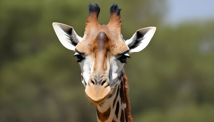 A Giraffe With Its Ears Perked Forward Alert Upscaled 6