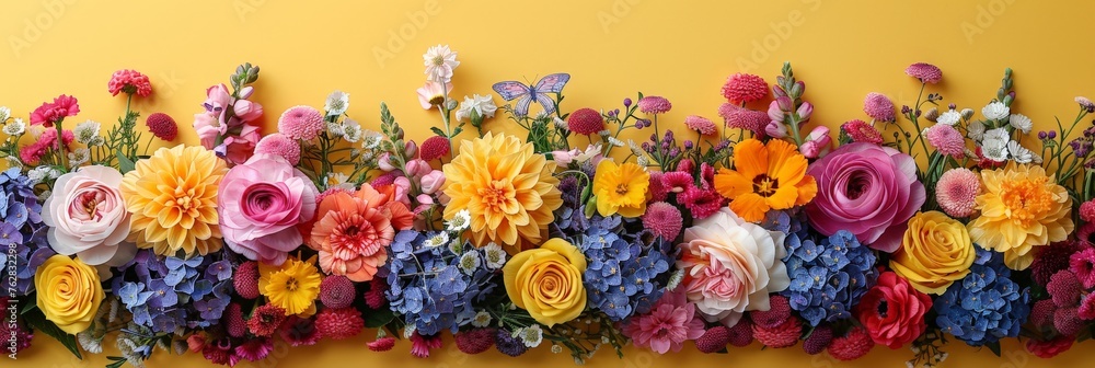 Aufkleber a cluster of vibrant flowers arranged on a wall, casting a mesmerizing display of colors and shadows