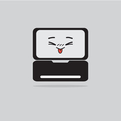 cute laptop mascot with expression