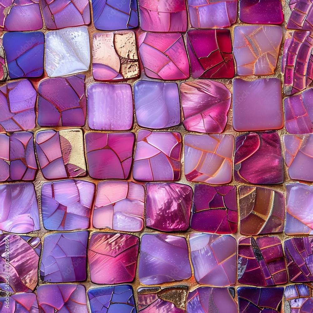 Aufkleber Intricate mosaic tiles create a mesmerizing display of colors and patterns in this close-up view of a vibrant wall