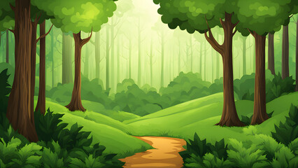 cartoon green forest landscape background 