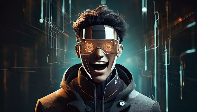 Illustration of an Artificial Intelligence represented in humanoid form that lost control and became very dangerous or was used by malicious human beings to commit evil.