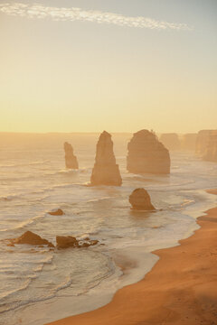 sunset at twelve apostles in australia (great ocean road) 