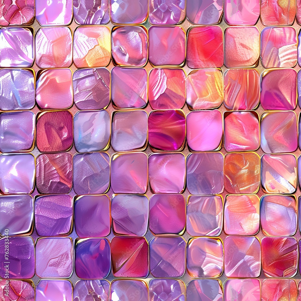 Poster a detailed close-up of a beautifully vibrant and colorful tile wall, showcasing a stunning array of 