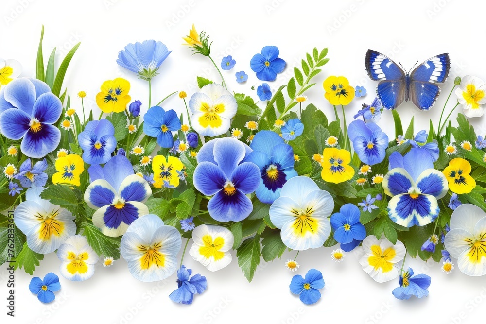 Poster A vibrant array of various pansy flowers sits closely bunched together, creating a stunning display of colors and textures